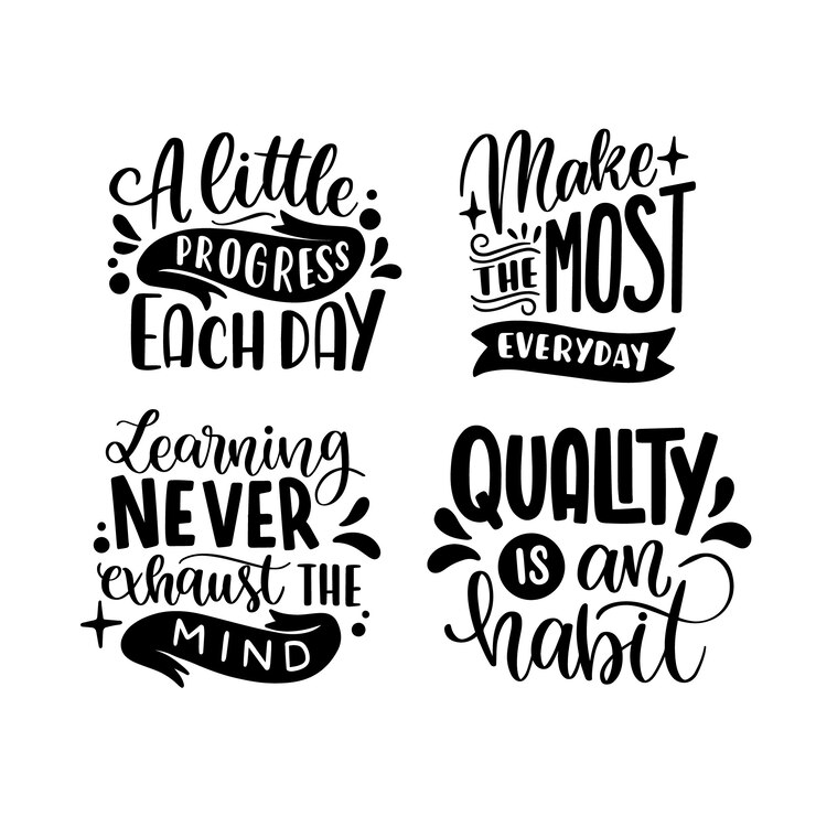 Vector Gratis black lettering productivity stickers