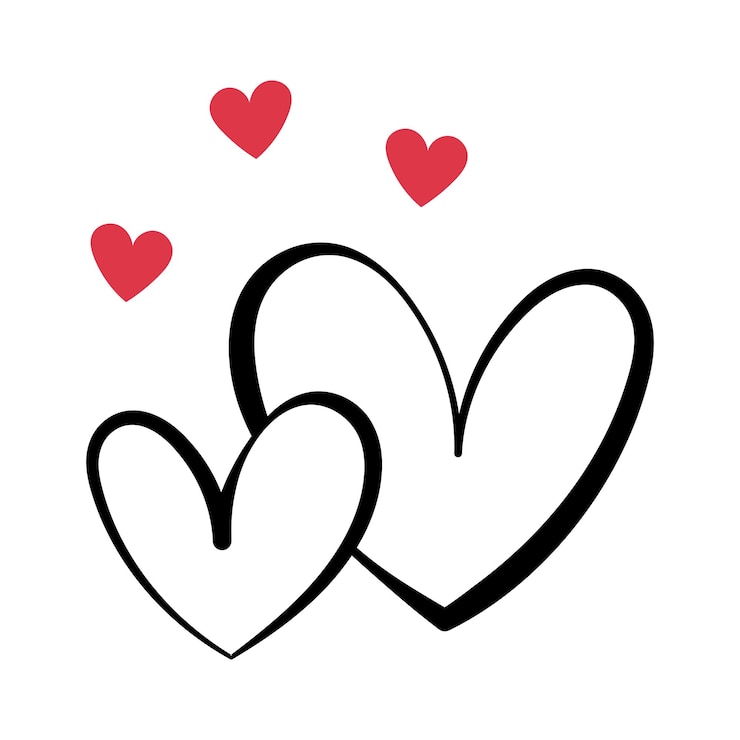 Vector Gratis black overlapping hearts with red hearts