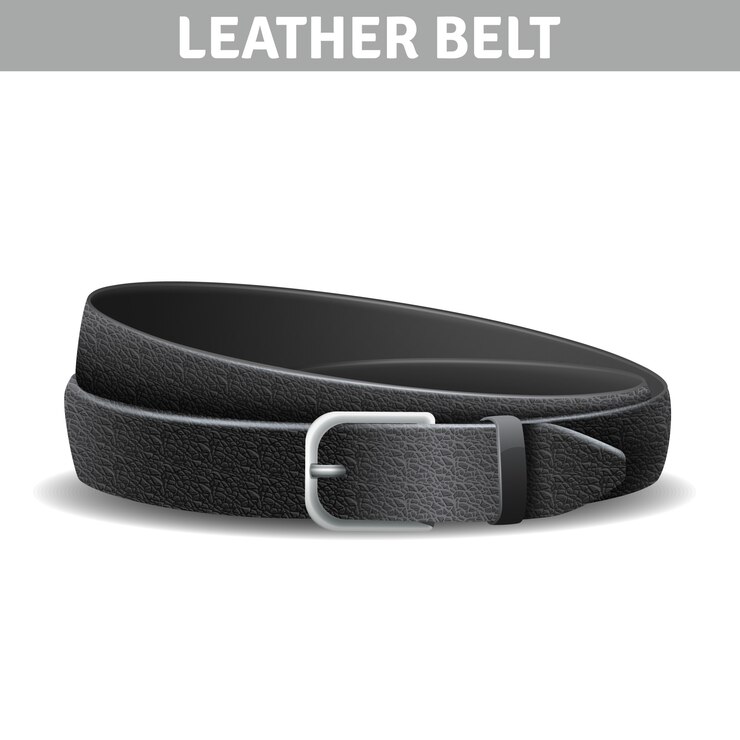 Vector Gratis black realistic curled leather belt with metal buckle