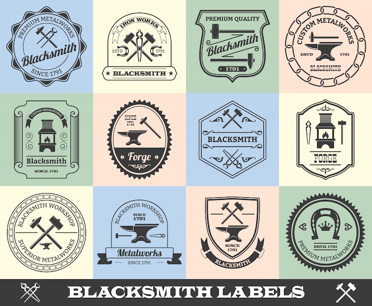 Vector Gratis blacksmith badge set