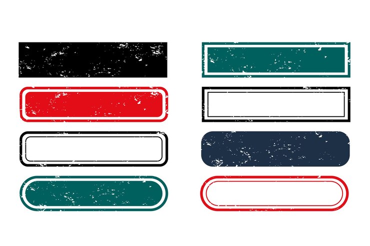 Vector Gratis blank empty rectangular stamps labels set of eight