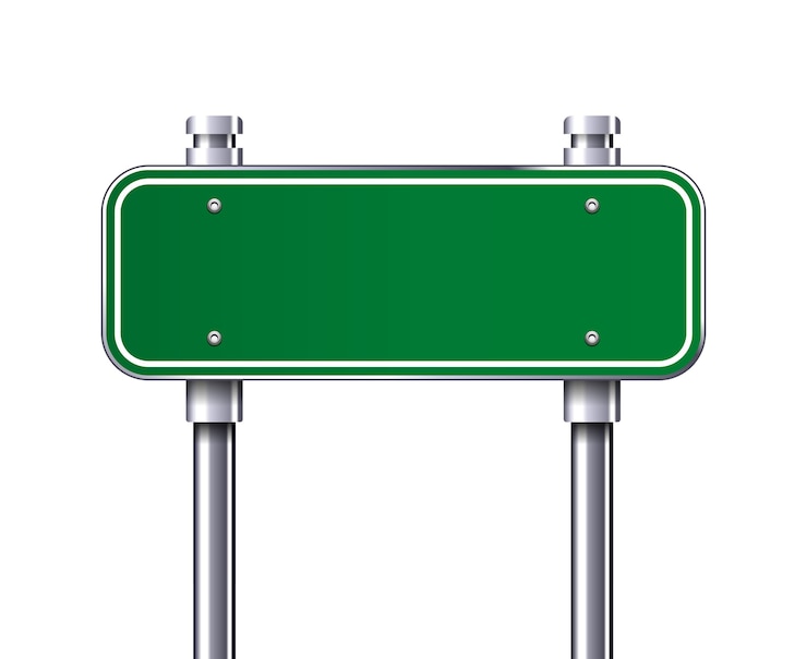 Vector Gratis blank green traffic road sign vector illustration
