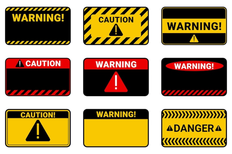 Vector Gratis blank label of warning and caution sticker template set