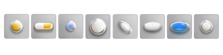 Vector Gratis blisters with one pill or tablet in pack medicine