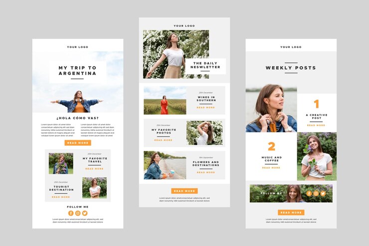 Vector Gratis blogger email templates with photo