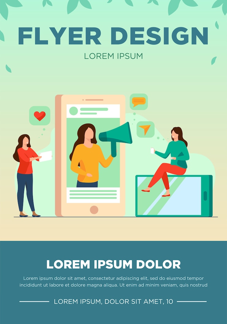 Vector Gratis blogger promoting product or service in social media vector illustration. potential product consumer following influencer advice. online engagement communication business, influence marketing