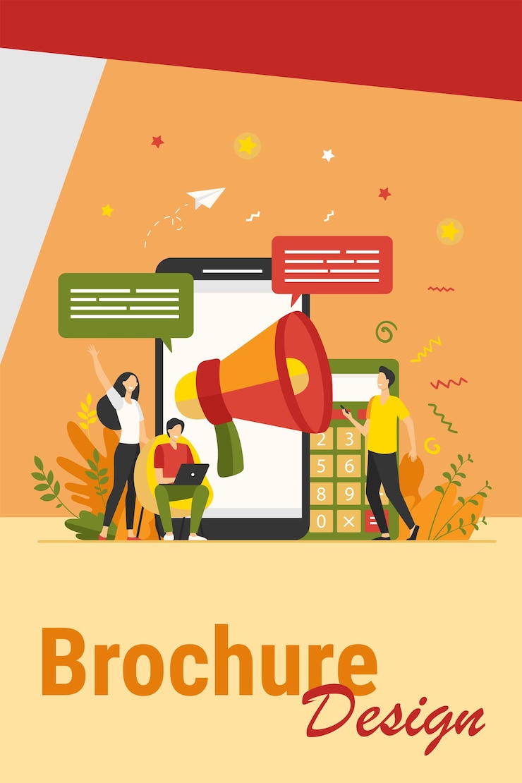 Vector Gratis bloggers advertising referrals. young people with gadgets and loudspeakers announcing news, attracting target audience. vector illustration for marketing, promotion, communication concept