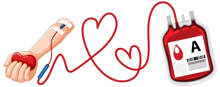 Vector Gratis blood donation symbol with hand and blood bag