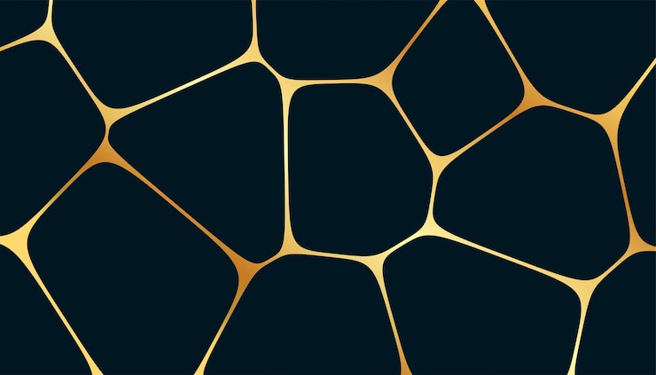 Vector Gratis blue and golden voronoi block abstract background design