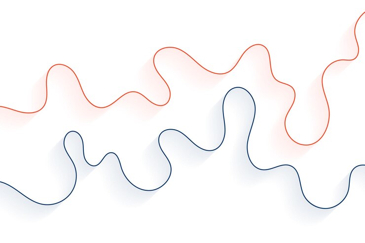 Vector Gratis blue and red wiggly curvy line pattern on white background