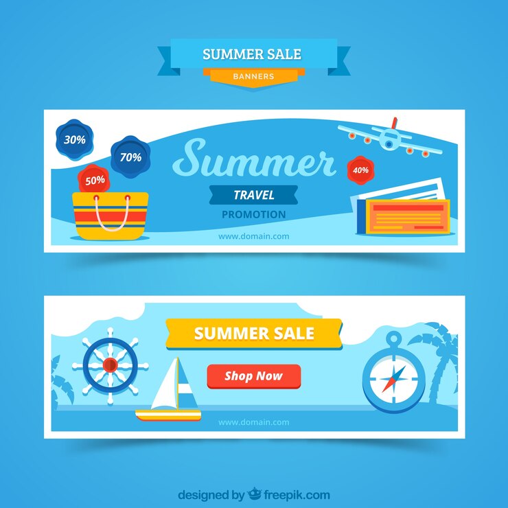 Vector Gratis blue and white summer sale banners