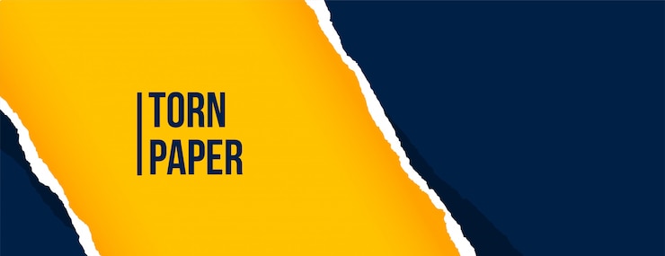 Vector Gratis blue and yellow torn paper sheet banner