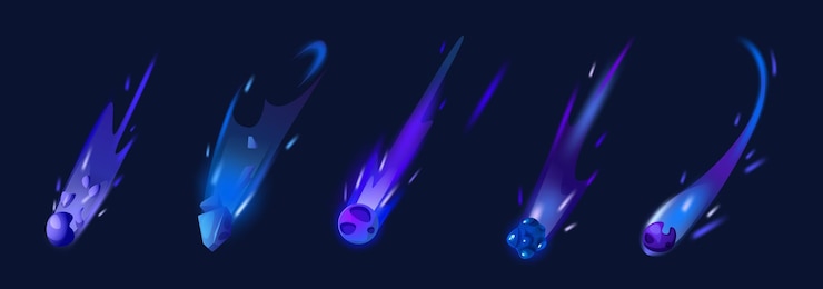 Vector Gratis blue asteroid with fire space meteor trail vector