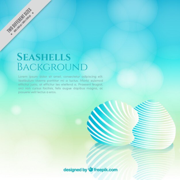 Vector Gratis blue bokeh seashells background