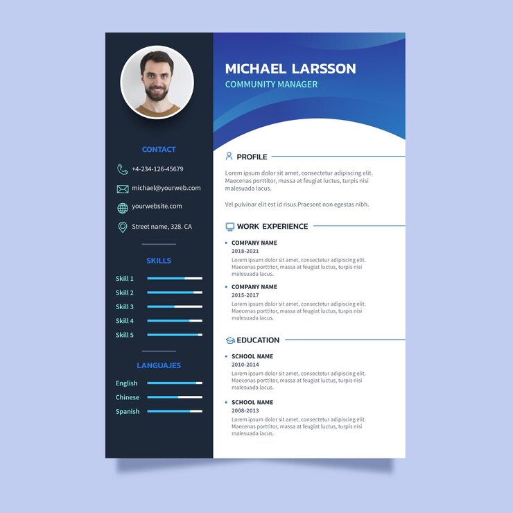 Vector Gratis blue curriculum vitae template