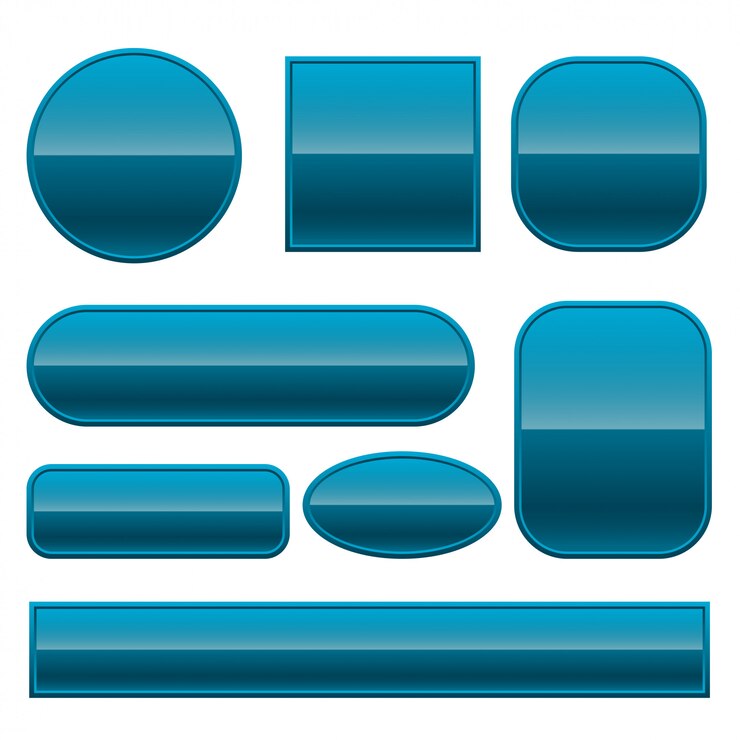 Vector Gratis blue glossy buttons set in different shapes