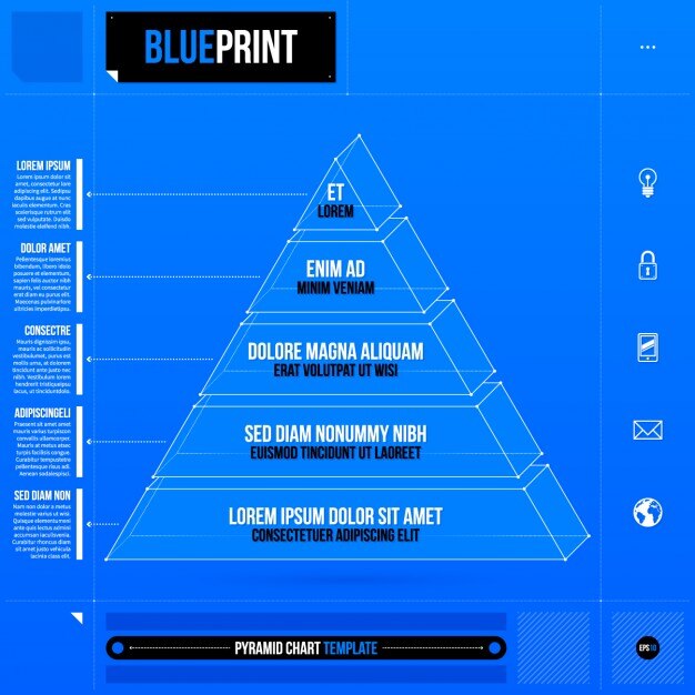 Vector Gratis blue infographic pyramid template