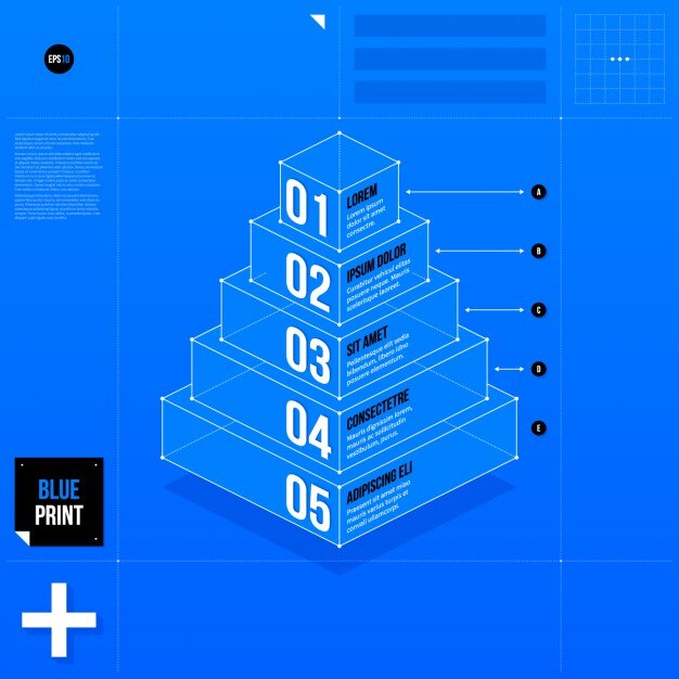 Vector Gratis blue infographic pyramidal template