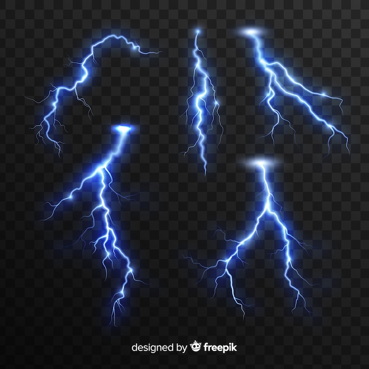 Vector Gratis blue lightning collection on transparent background