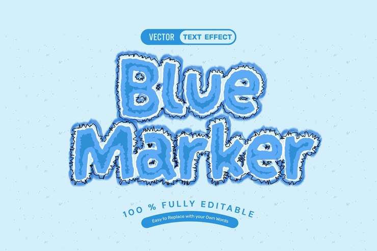 Vector Gratis blue marker editable text effect