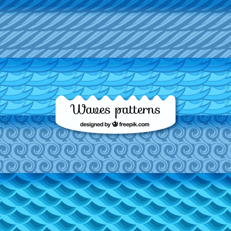 Vector Gratis blue patterns with wavy shapes