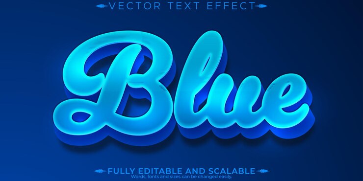Vector Gratis blue text effect editable water and ocean text style
