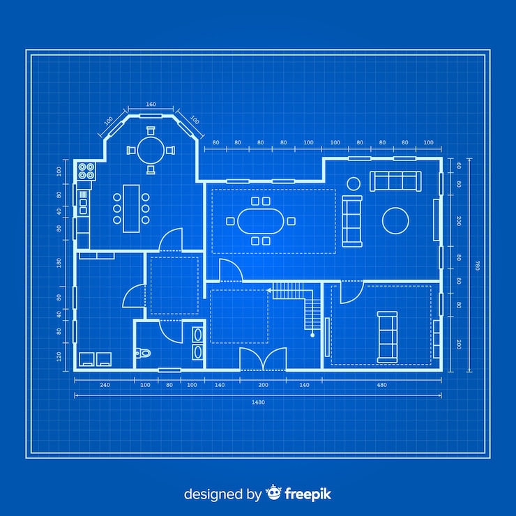 Vector Gratis blueprint of a house top view