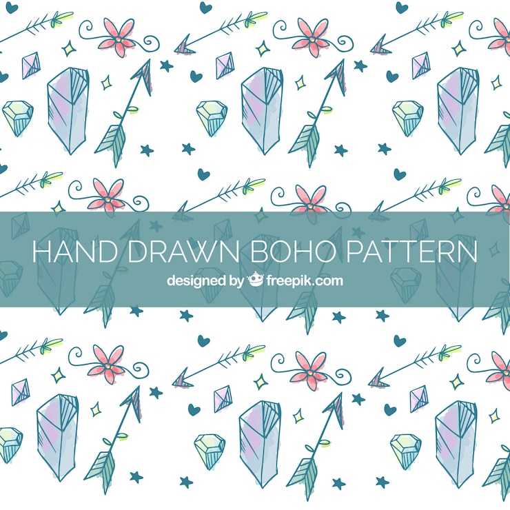 Vector Gratis boho pattern with hippie style