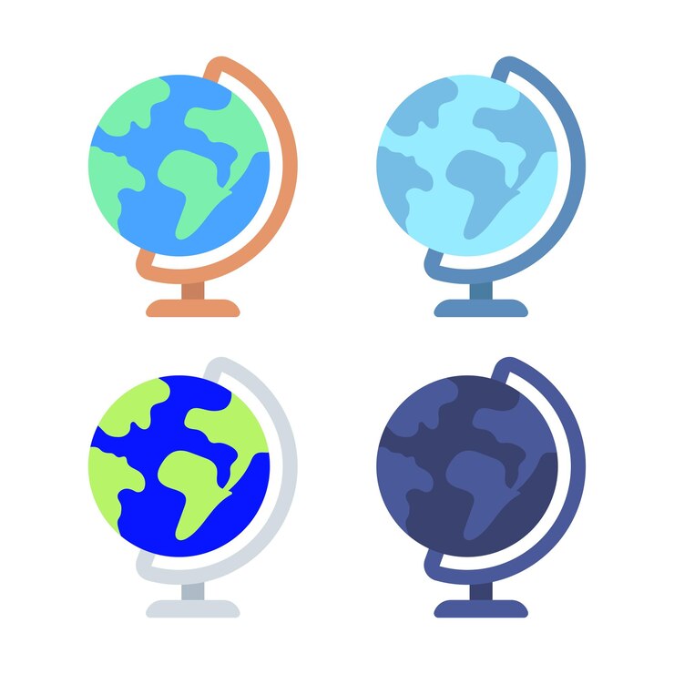 Vector Gratis bola dunia geografi berbagai warna