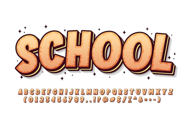 Vector Gratis bold and fun cartoon fonts alphabet with charming