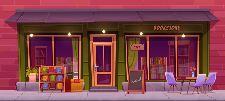 Vector Gratis bookstore building facade with large windows