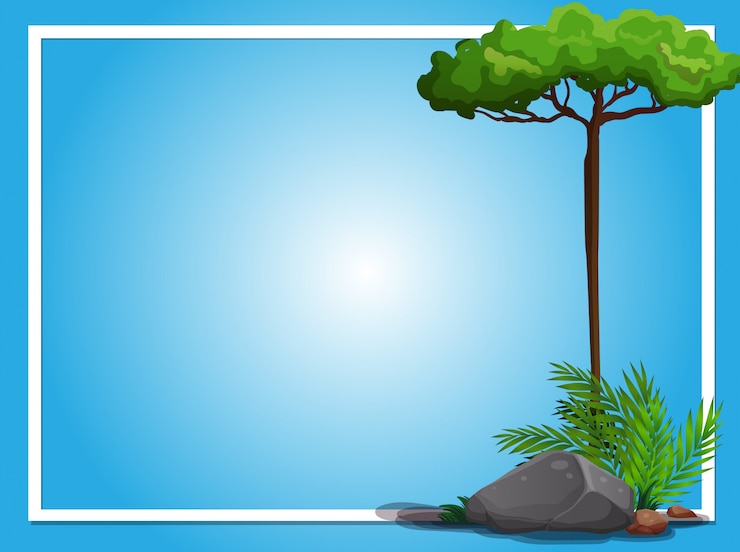 Vector Gratis border template with tree and rock