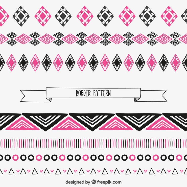 Vector Gratis borders pattern in pink and black colors