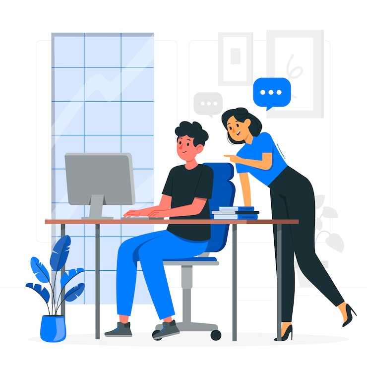 Vector Gratis boss helping empoyee concept illustration