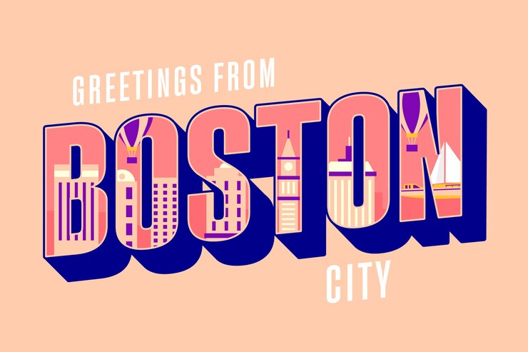 Vector Gratis boston city lettering