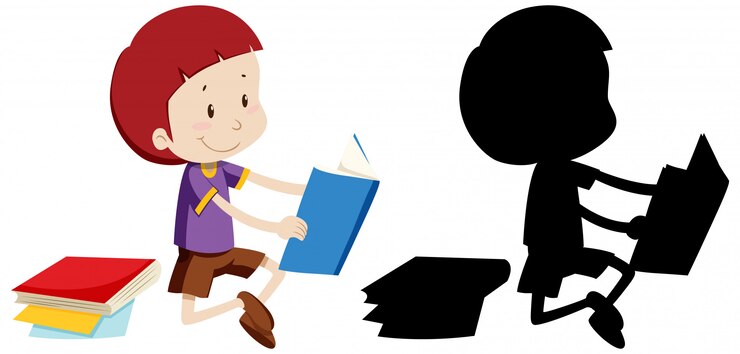 Vector Gratis boy reading book with its silhouette