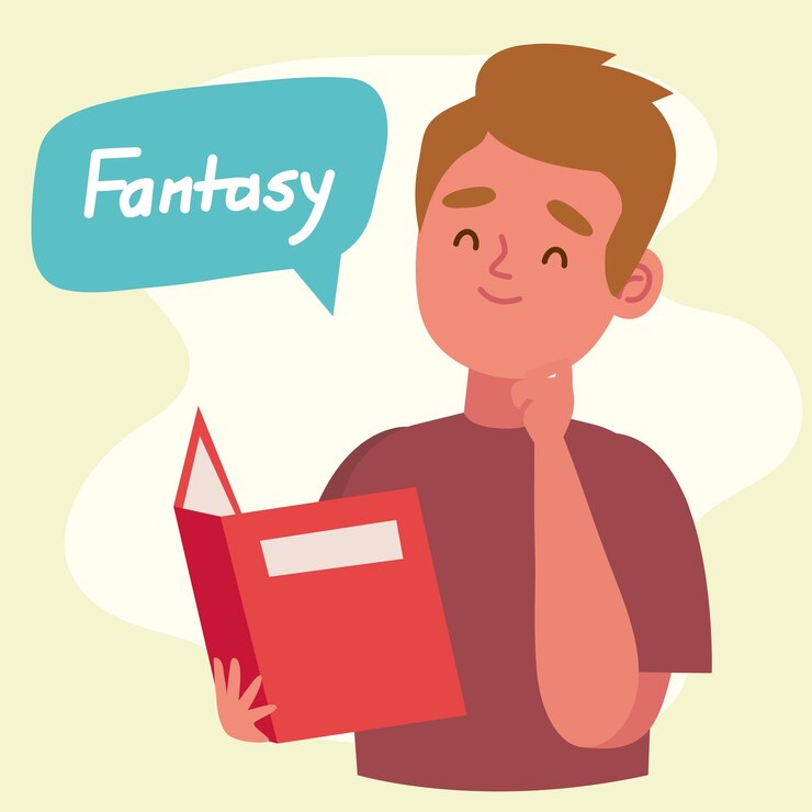 Vector Gratis boy reading fantasy book