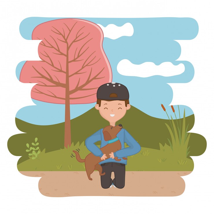 Vector Gratis boy with dog of cartoon 