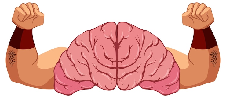 Vector Gratis brain with strong arms vector