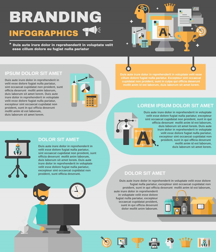 Vector Gratis branding infographics set