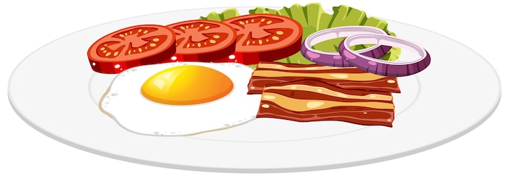 Vector Gratis breakfast set on the plate isolated