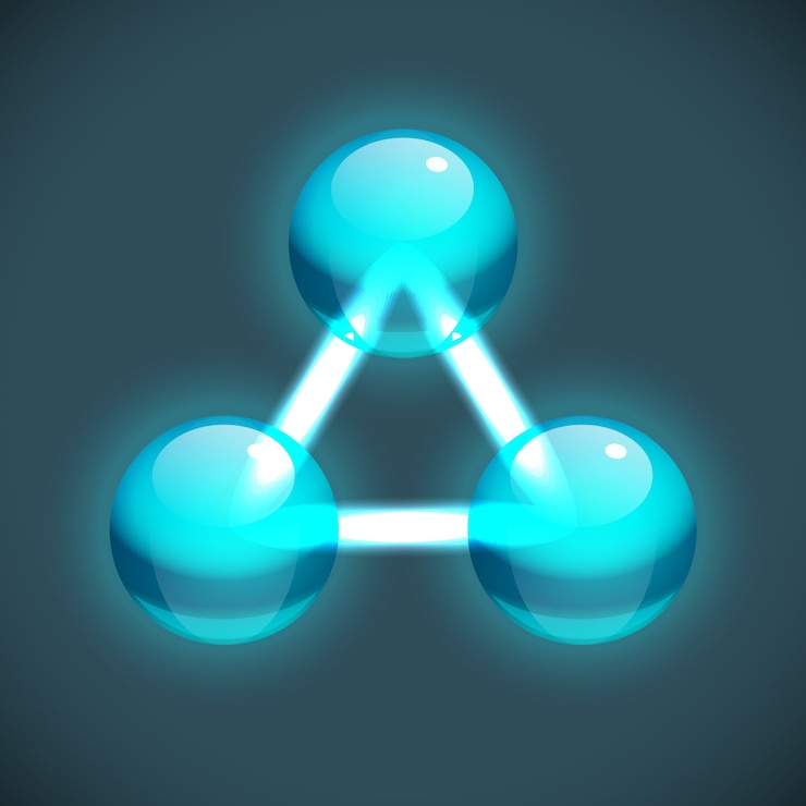 Vector Gratis bright molecule structure template with round connected turquoise atoms