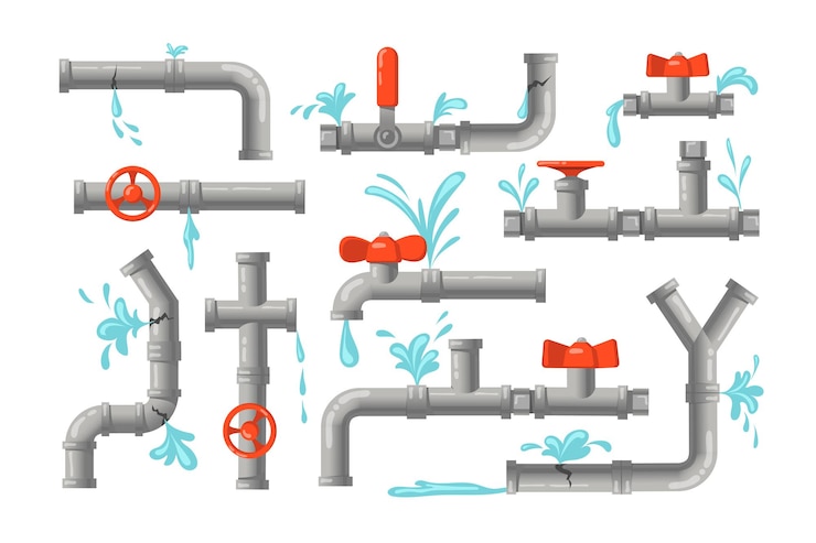 Vector Gratis broken pipes set