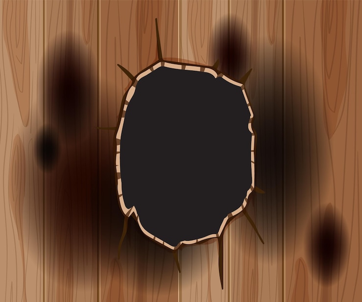 Vector Gratis broken wooden wall with dark hole