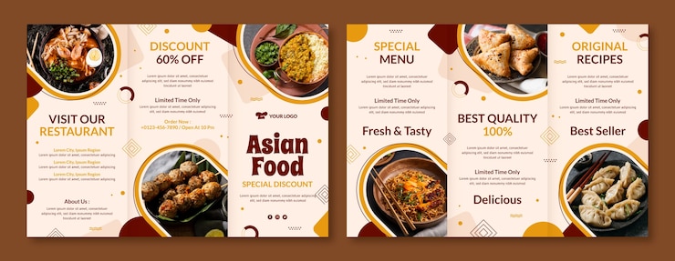 Vector Gratis brosur makanan asia desain datar