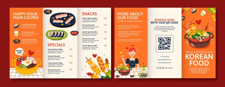 Vector Gratis brosur restoran korea digambar tangan