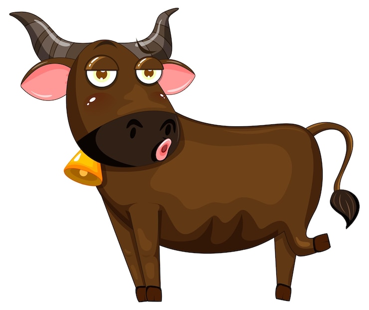 Vector Gratis brown cow cartoon character