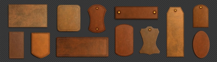 Vector Gratis brown leather labels and tags with stitches