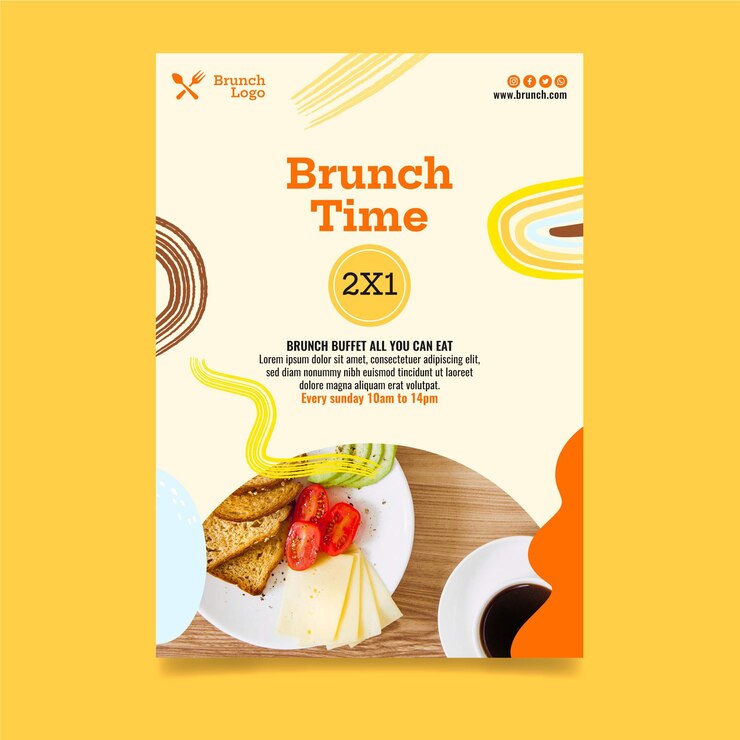 Vector Gratis brunch time vertical flyer template