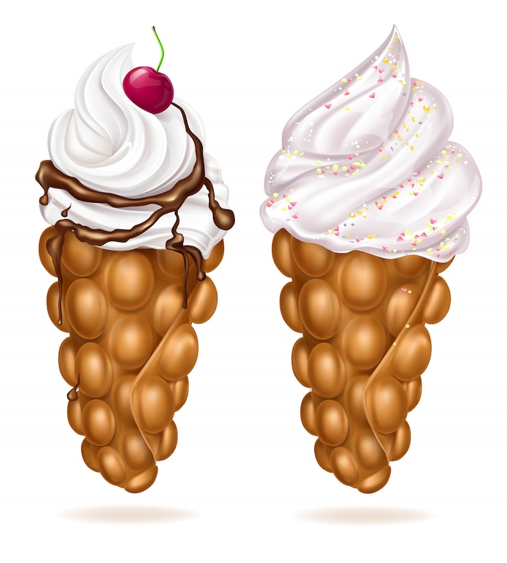 Vector Gratis bubble waffles with cream and toppings 